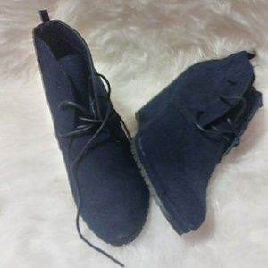 Navy blue heeled ankle boots
